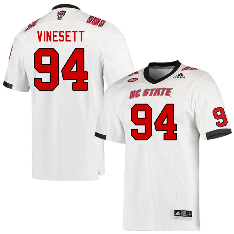 Men #94 Kanoah Vinesett NC State Wolfpack College Football Jerseys Sale-White - Click Image to Close